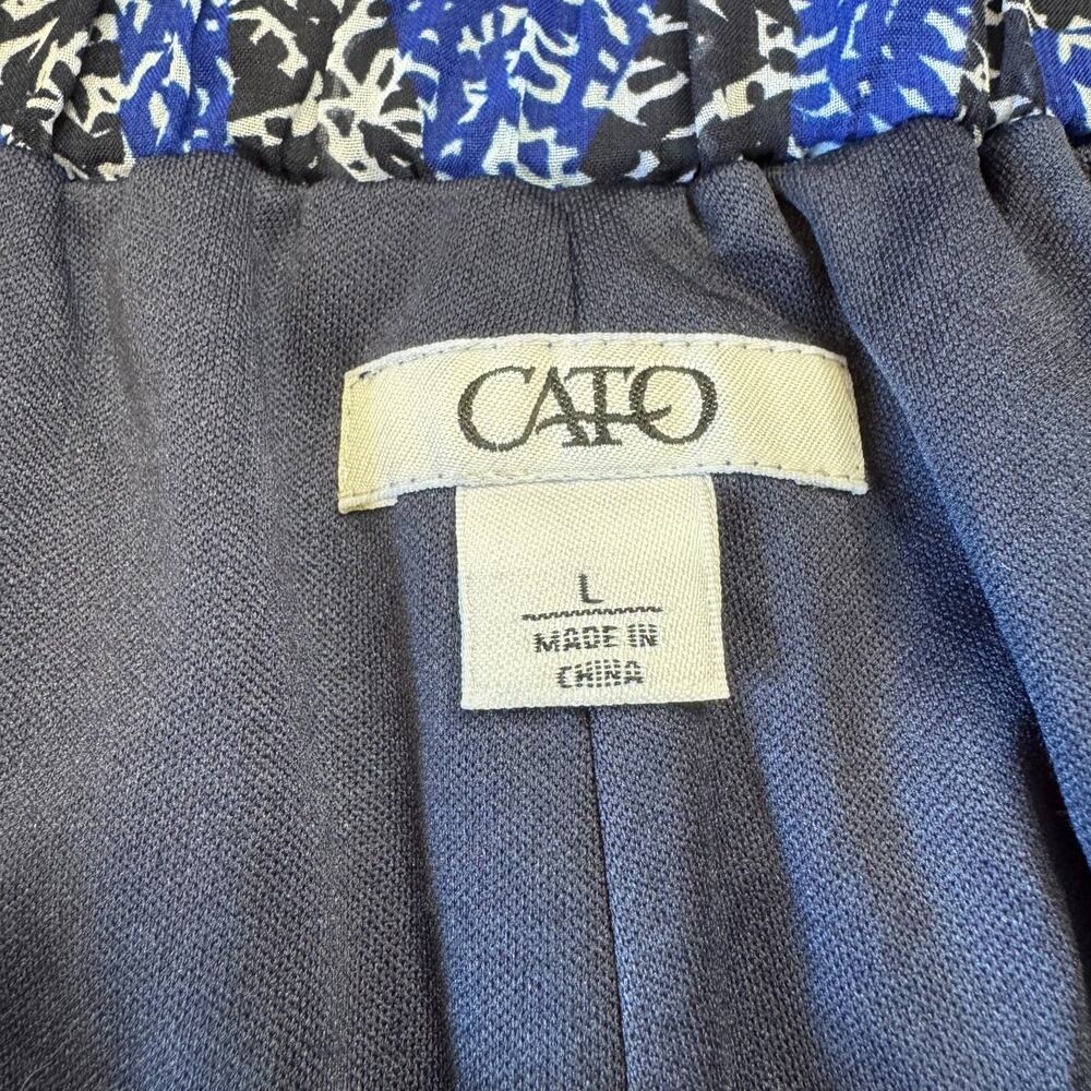 Cato Palazzo Pants Lined Blue Black White Boho Tribal Wide Leg Womens Sz L - Picture 2 of 7